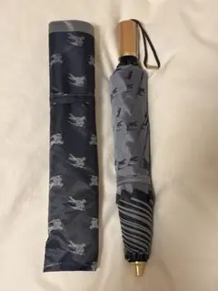バーバリー　総柄　ブラックxシルバー　晴雨兼用傘