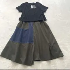 新品未使用♡ TRUBE カーキー　異素材ドッキングワンピース　セットアップ風