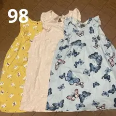 ❤️本日最終価格❤️ H&M プリント ノースリーブワンピース 98 ♡3枚セット