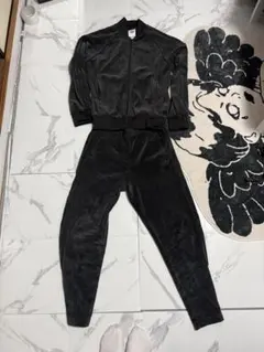 adidas ベロア セットアップ ブラック 上M 下S