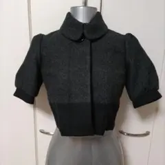 ダークグレー ショートジャケット ウール混合