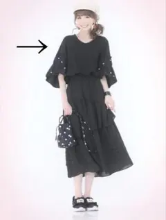 ♡アンドラブ　レディな雰囲気を醸し出す袖ドレストップス　S ブラック♡のサムネイル