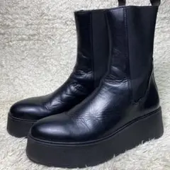 『美品』ZARA サイドゴアブーツ　ミドルブーツ　厚底　プラットフォーム　黒