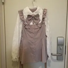 Secret Honey シーハニ レース袖フリルヨークセットアップ ピンク