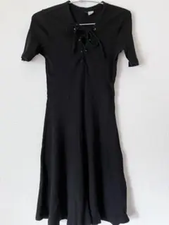 h&mブラックリブワンピース S