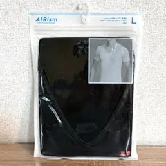 メンズL【新品】UNIQLO AIRism VネックT(半袖) ブラックのサムネイル