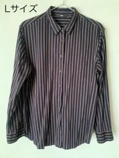 UNIQLOユニクロ　レーヨンブラウス　ストライプ　長袖　Lサイズ
