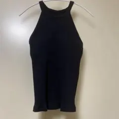 UNIQLOユニクロ　ブラックリブ編みタンクトップ