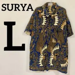 【SURYA 総柄バティック調オープンカラーシャツ L】のサムネイル