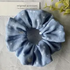 お星様 お月様 ハンドメイド シュシュ ヘアゴム （ダブルガーゼ使用）