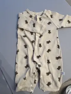 くまさんリブ編みロンパース 80cm