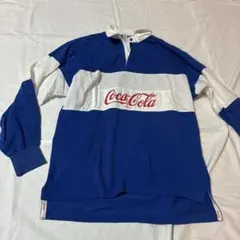 90s コカコーラ ラガーシャツ ラグビーシャツ ビッグロゴ マカオ製 L 