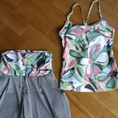 フラワープリント ヨガウェア セット　Mサイズ　日本製　美品