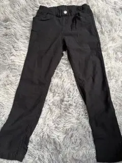 130サイズ ブラック スリムフィット裏起毛長ズボン