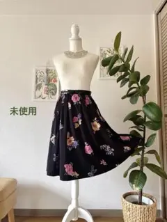 Cherite ロマンチック花柄リボンスカート「タグ付き」