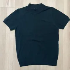 ダークグリーン 半袖ニットセーター M