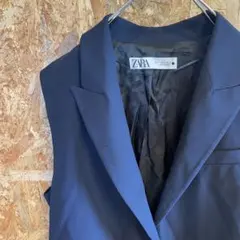 AE8890 ZARA ザラ ベスト ネイビー レディース 30 コン