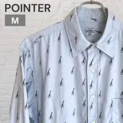 POINTER ポインター 長袖シャツ ギター柄 ライトブルー 【M】