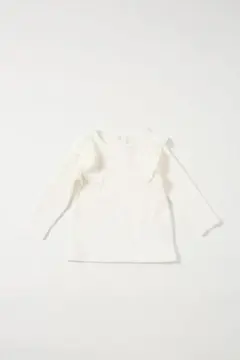 【60%OFF】新品子供服100 whip cream/フリル付リブプリーツT