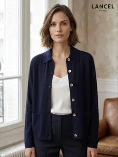 LANCEL PARIS ランセル ニットジャケット カーディガン ネイビー Mのサムネイル