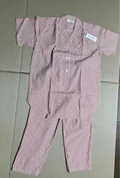レディース　半袖パジャマ　Mサイズ 赤×白ストライプ