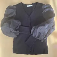 mysty woman バルーンスリーブ ニットカーディガン