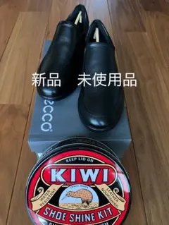 ①【新品】【未使用】革靴　ECCOエコー アクエット M＋②KIWI靴磨きセット