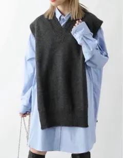 希少✨美品✨メゾンマルジェラ4 ロングニットベストアルパカグレージレ