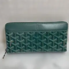 ぴーすG O Y A R Dゴヤール長財布グリーン【未使用に近い】 GOYARD ゴヤール 財布 メンズ 長財布 グリーン 正規品 APMZIP GM