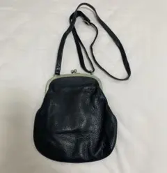 Y's ワイズ　ヨウジヤマモト　がま口ショルダーバッグ　ハンドバック　黒　レザー Y's ワイズ ヨウジヤマモト がま口ショルダーバッグ