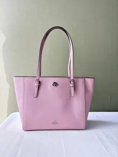 美品　COACH トートバッグ ピンク　ターンロック