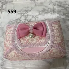 559 ウェットティッシュケース　ピンク×ホワイトダマスク