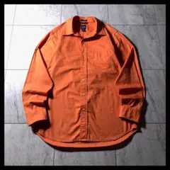 00s OLD GAP レギュラーカラー シャツ オレンジ 無地 ヘリンボーン柄