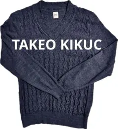 【お買得】TAKEO KIKUCHIネイビー Vネック ニットセーター　3サイズ