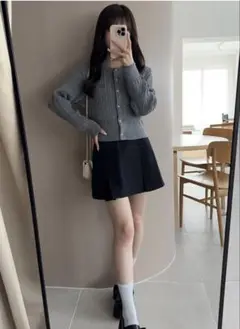 GRL グレイル 刺繍ケーブルニットカーディガン グレー k93671