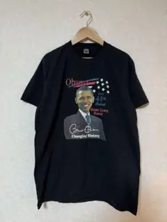 オバマ大統領 プリント Tシャツ 黒