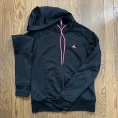 adidas フード付きジャージ L ブラック/ピンク