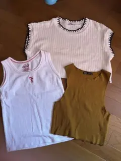 ZARA タンクトップ3点セット（ホワイト・ブラウン）