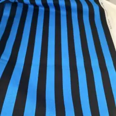 青と黒のストライプ 綿100%生地