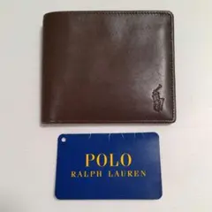 POLO RALPH LAUREN 二つ折り財布〈茶〉【新品タグ付】