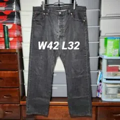【美品】Levi's 501 ストレート ブラックデニム ジーンズ W42 古着