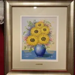 ☆秀作☆ 手書き油絵 ゴッホ 幻 芦屋のひまわり 額付き 肉筆絵画 油彩