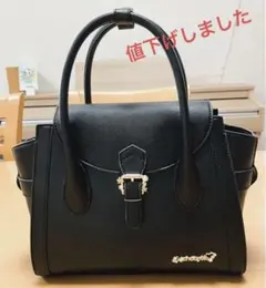 黒のハンドバッグ ショルダーバッグ 金具付き