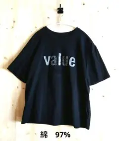 レディース　トップス　カットソー　Tシャツ　半袖　ブラック　黒　綿混　ビジュー