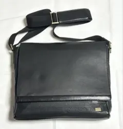 戦*ン様 dunhill ブラックレザー ショルダーバッグ