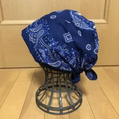 バンダナキャップ 紺色ペイズリー柄②