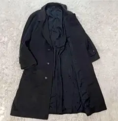 希少XL ブルックスブラザーズ　ステンカラーコート　カシミヤ　ネイビー　ロング