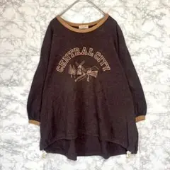 サマンサモスモス SM2◆裾しぼりゆるリンガーTシャツ/古着風プリント レトロ感