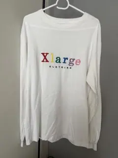 【美品】X-LARGE エクストララージ　白　長袖カットソー M　刺繍ロゴ