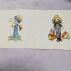 パネル　絵柄　２枚セット　少女　鳥